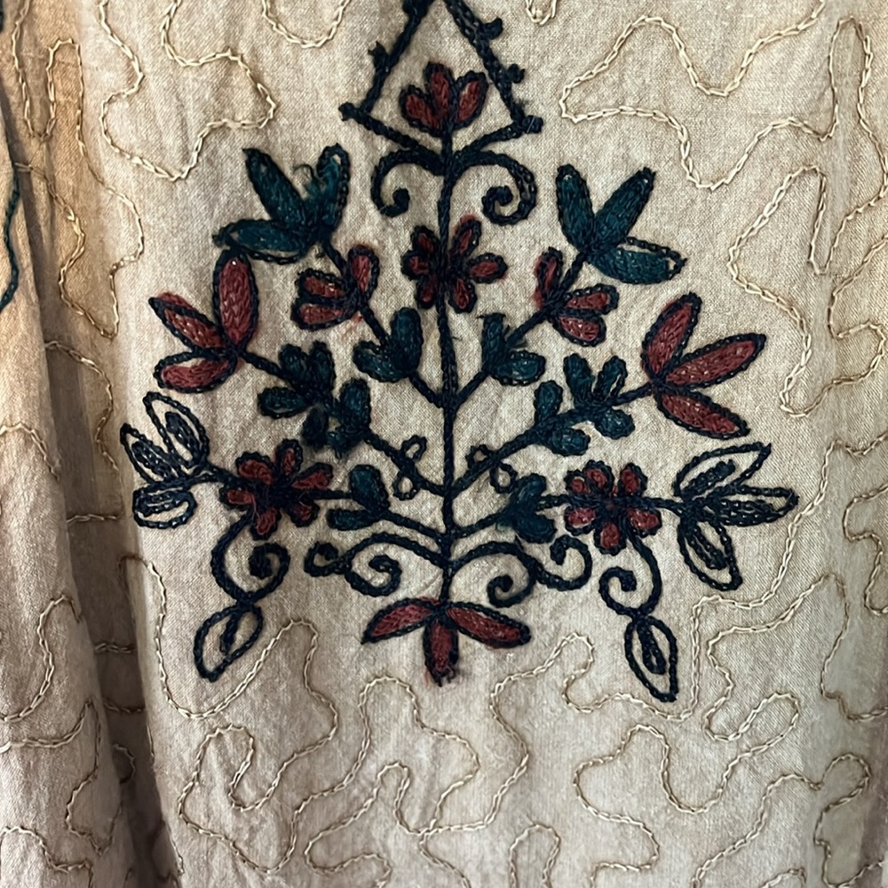 Meetu Magic Mustard Brown Boho Tunic Top Free Size | Embroidered Rayon Y2K (768) - Picture 3 of 8